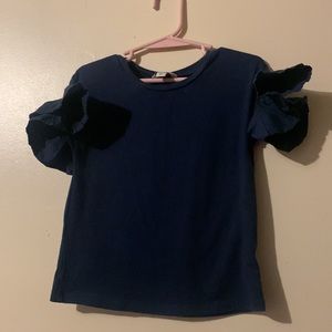 Habitual Toddler Girls Ruffled-Sleeve Crewneck T-Shirt  4T navy blue
